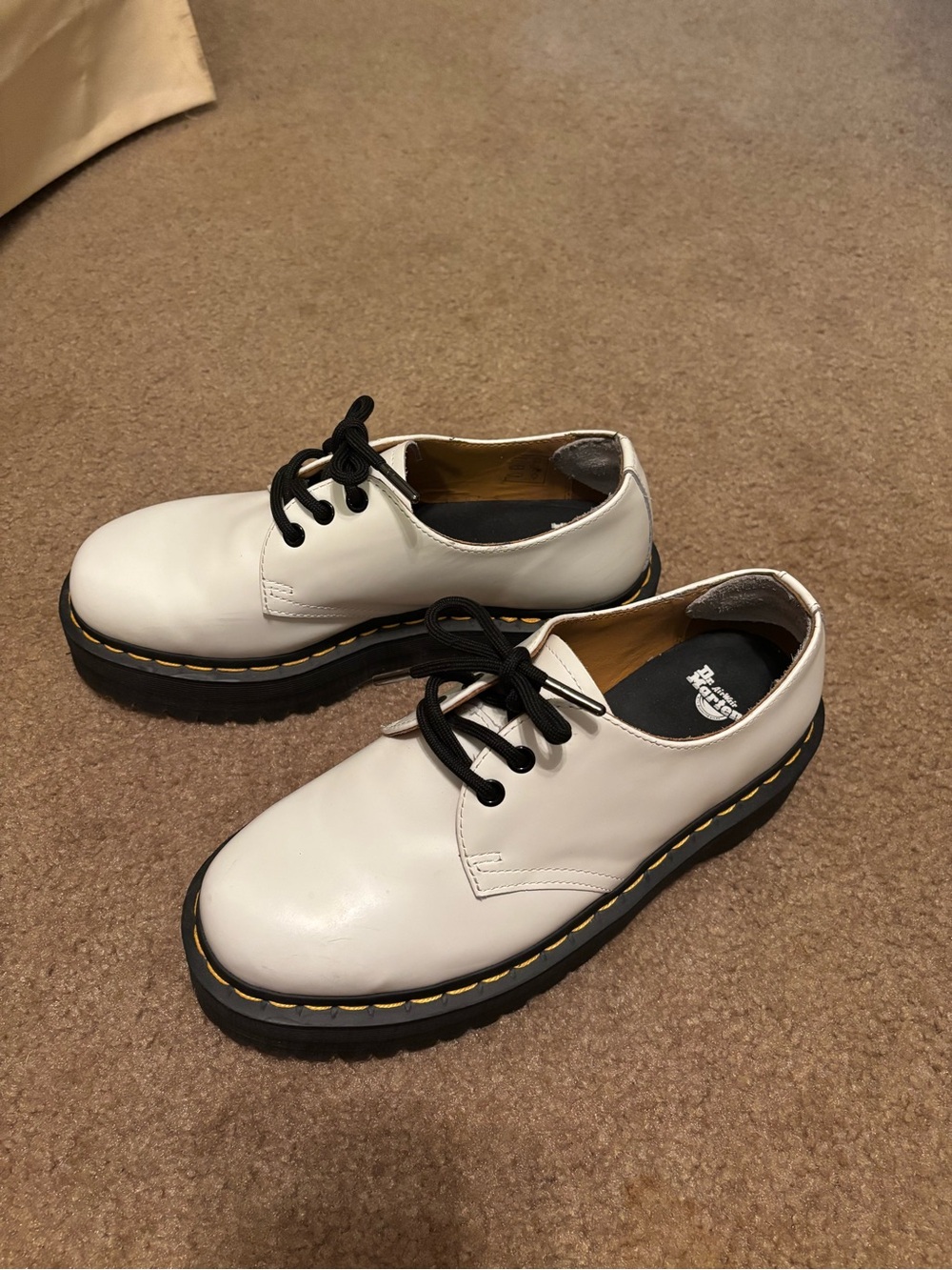Dr. Martens 1461 Quad Platform Leather Oxfords White Women 9 Men 8